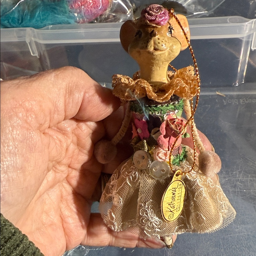 Katherine's Collection Mouse Figurine with Pink and Gold Details